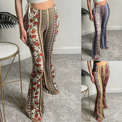 Damen Leggings mit leicht ausgestelltem Bein und Druckmuster