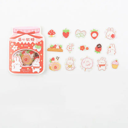 Niedlicher Cartoon Tier & Frucht PVC Sticker Pack (45 Stück) – Transparent, DIY & Journaling
